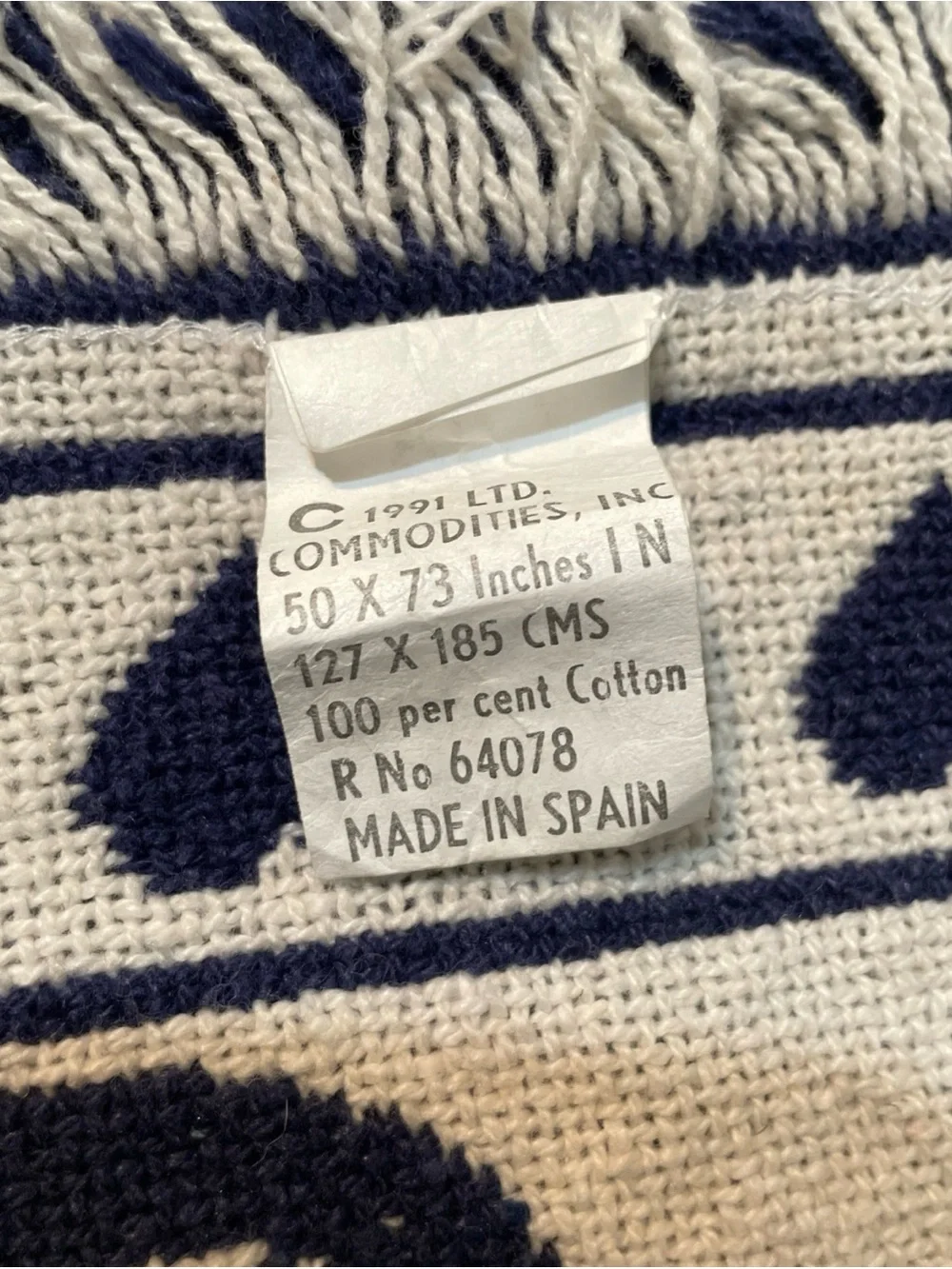 Navy & Cream Cat Print Pet Blanket - Soft Decorative Throw 65”x43” Made In Spain